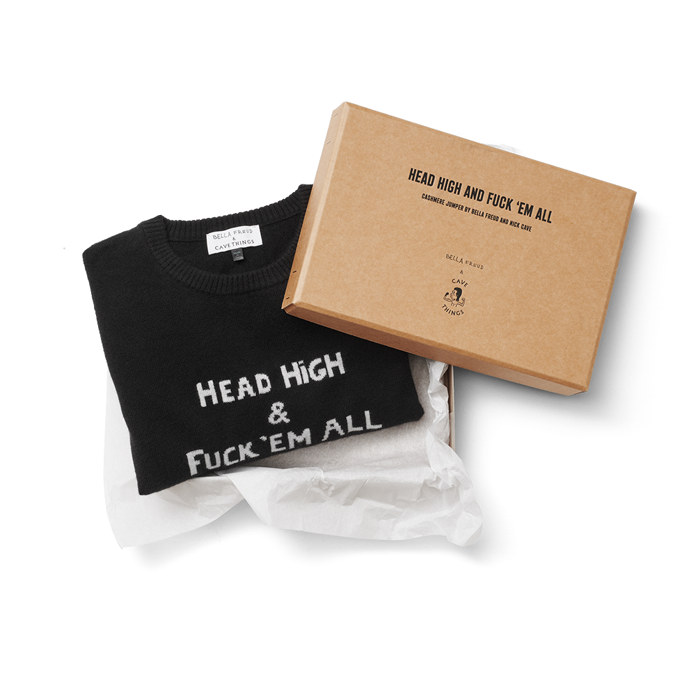 Head High And Fuck 'em All' Cashmere Jumper Nick Cave– Cave Things